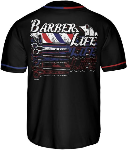 Custom Barber Shop Baseball Jersey Personalized Name Barber Shirt 3D for Men Women Hairdresser Shop Gift Scissors Pole Shirts