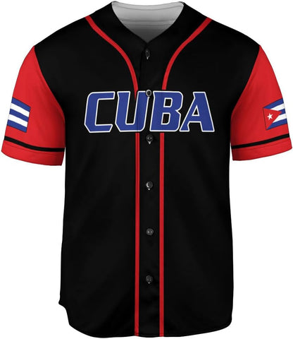 Podagree Personalized Cuba Baseball Shirt, Cuban Flag Jersey for Men and Women