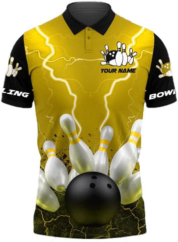 Custom 3D Bowling Polo Shirts for Men and Women Personalized Team Name Gift Unisex Customized Bowling Short Sleeve Polo Shirt