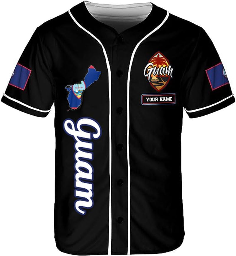 Parvii Personalized Guam Baseball Jersey Shirt, Guam Jersey, Guahan Flag Jersey, Guam Islander Pride Jersey for Men & Women