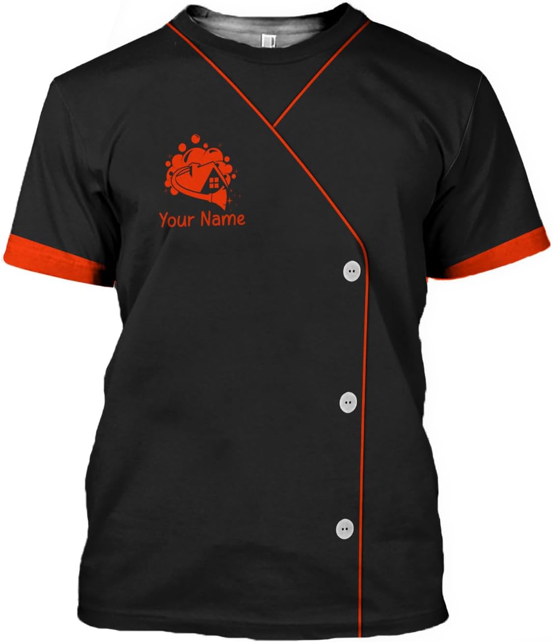 MoonArt Personalized Hoosekeeping Shirts 3D Over Print for Men & Women, Housekeeper House Cleaning Uniforms for Women