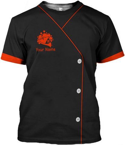 MoonArt Personalized Hoosekeeping Shirts 3D Over Print for Men & Women, Housekeeper House Cleaning Uniforms for Women
