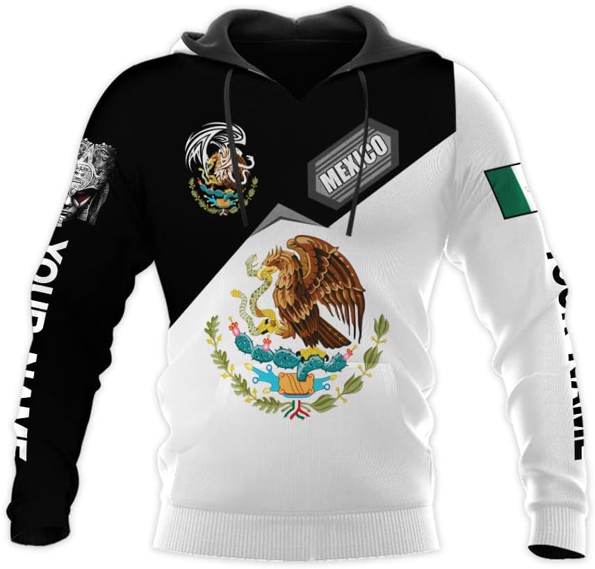 Personalized Name Mexican Shirts for Men, Customized Mexico women Shirt Eagle Flag Unisex Shirt, Sweatshirt, Hoodie, Zip Hoodie AD677, Multicolor, 5X-Large