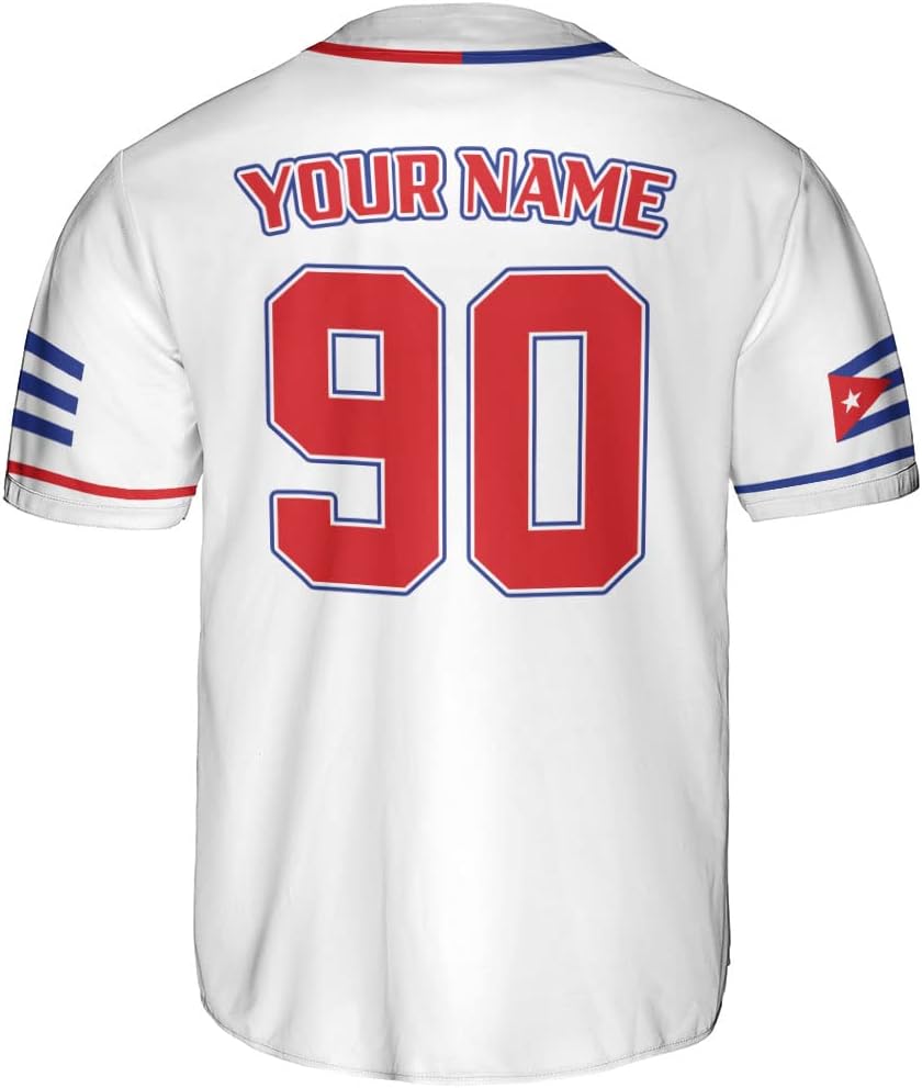 Podagree Personalized Cuba Baseball Shirt, Cuban Flag Jersey for Men and Women