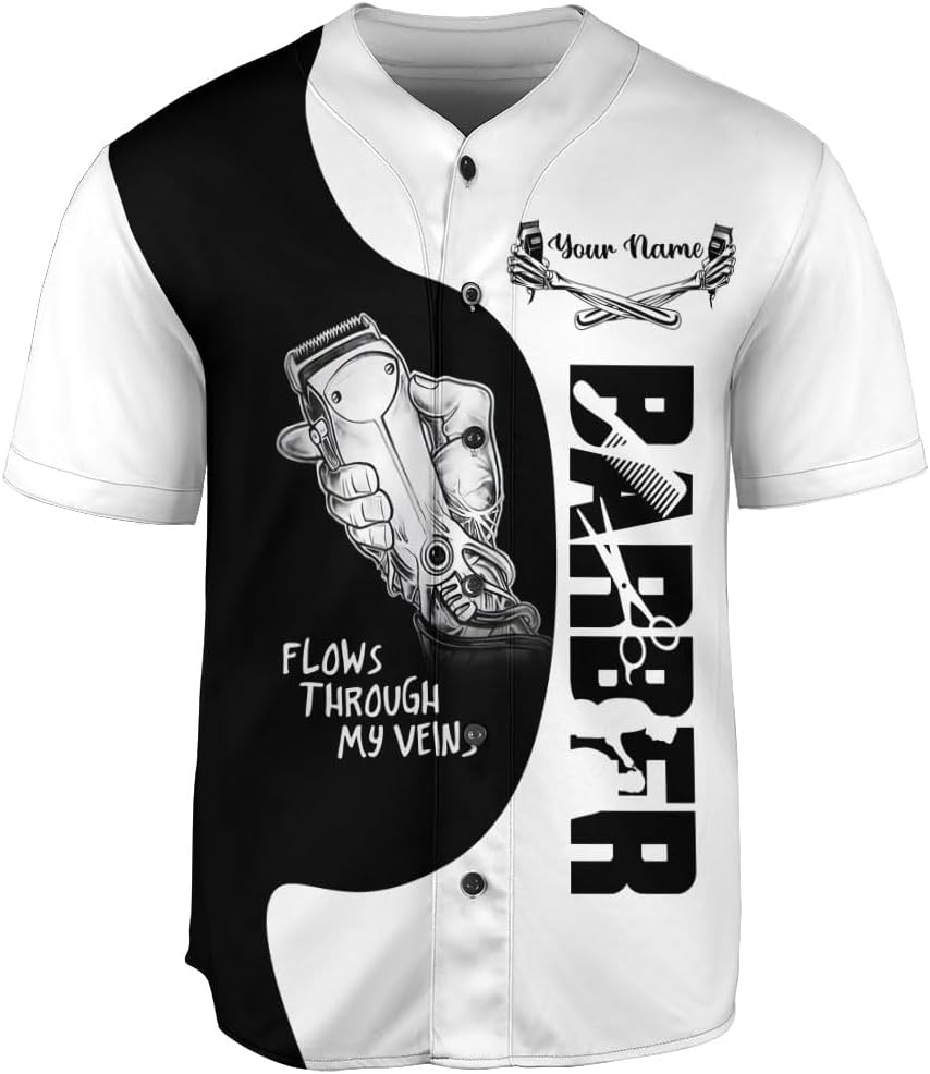 Ligthuy Personalized Baber Baseball Jersey, Hairdresser Baseball Jersey Barber Shop Life, Barber Shirts for Men and Women
