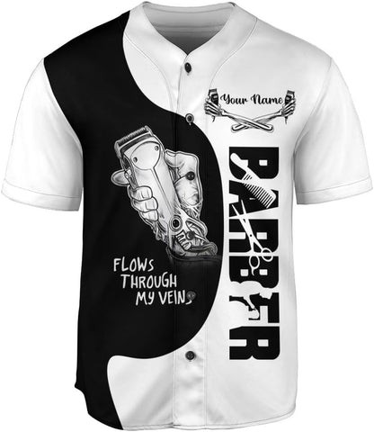 Ligthuy Personalized Baber Baseball Jersey, Hairdresser Baseball Jersey Barber Shop Life, Barber Shirts for Men and Women