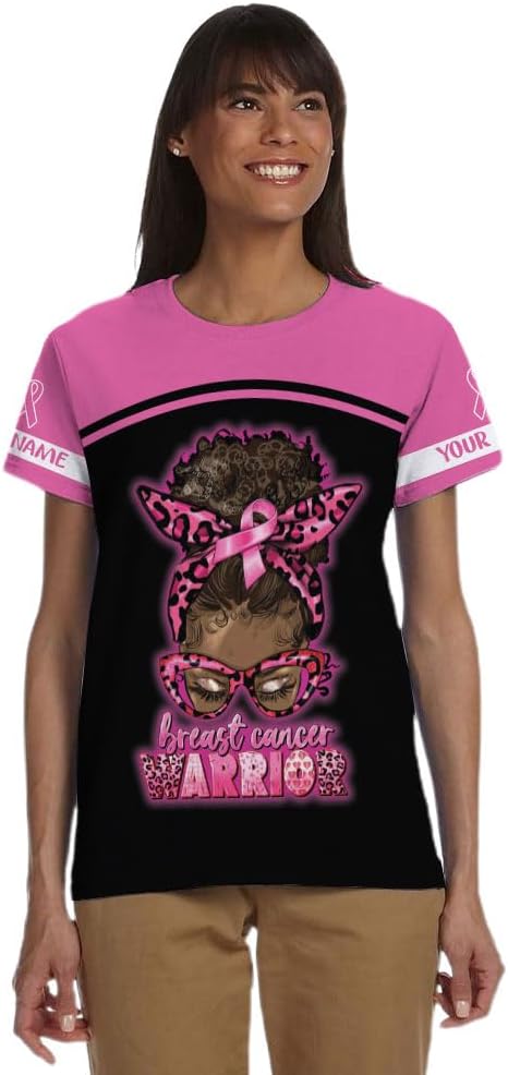 Mostprints Personalized Name Breast Cancer Shirts for Women 3D, Breast Cancer Shirt, Breast Cancer Gifts for Women S-5XL