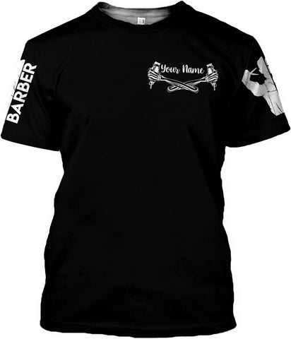 Personalized Barber Shop Shirt 3D Barber Shirts Hairdresser Haircutting Hairstylist Custom Salon Barber Tshirt Pole Scissors