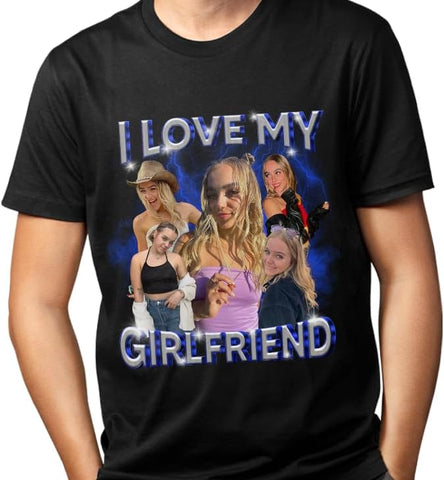 mostprints Personalized I Love My Girlfriend Boyfriend Shirt, I Love My Girlfriend Tee with Custom Photo, Couples Shirts