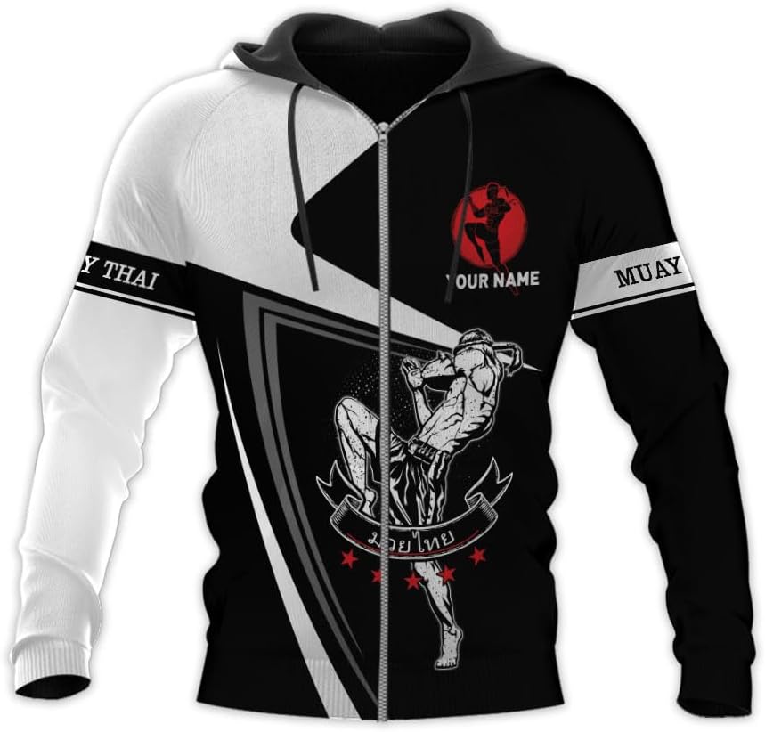 MAPrints Personalized Name Boxing Hoodies, Muay Thai Pride Sweatshirt