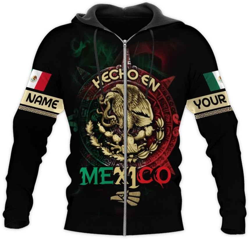 Personalized Name Mexican Hoodie 3D, Customized Mexican Hoodies for Men, Unisex Mexico Hoodie, Mexico Hoodies for Men 1