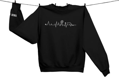 MAPrints Personalized Tennis Sweatshirt, Heartbeat Embroidery, Sport Gift