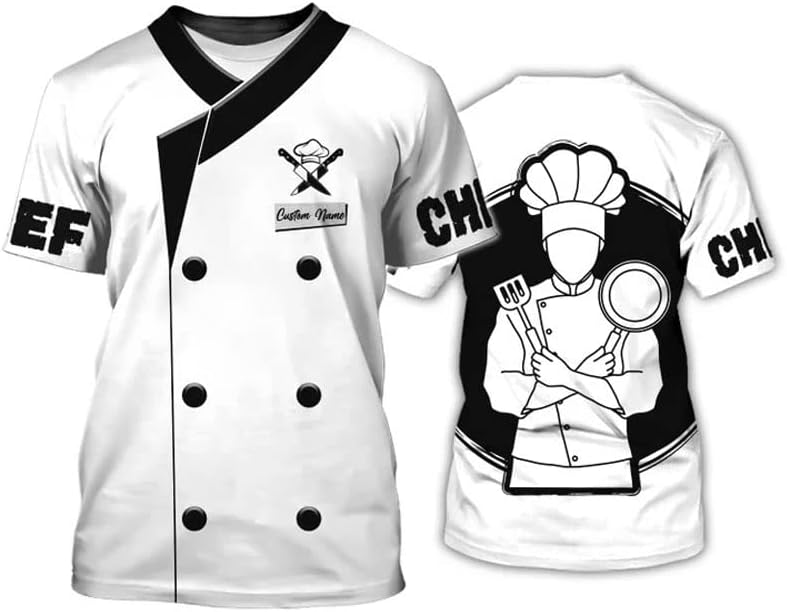 Personalized Chef Shirt Master Chef 3D Shirts Chef Gifts Custom Name Chefs Shirt for Men and Women, TShirt Chef Utility Shirt