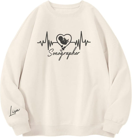 Custom Sonographer Embroidered Sweatshirt Ultrasound Tech Gifts For Women Sonography Technician Graduation Gift Sonographers