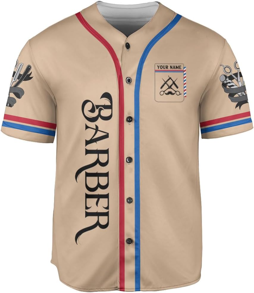 Personalized Barber Shop Baseball Jersey, Hairdresser Jersey, Barber Tools Hat