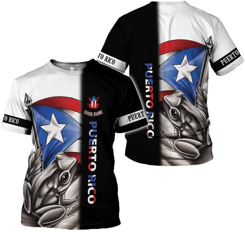 Woseprints Personalized Name Puerto Rico 3D Shirt, Puerto Rico Flag T-Shirt for Men & Women
