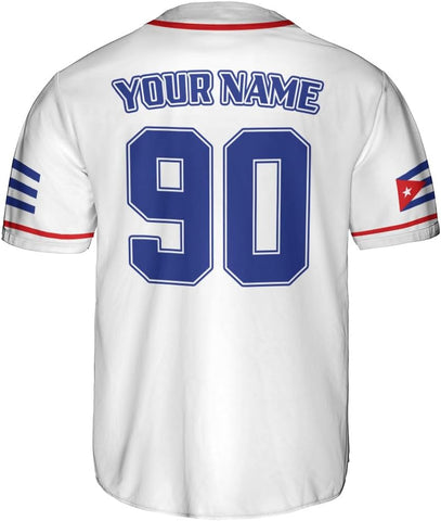 Podagree Personalized Cuba Baseball Shirt, Cuban Flag Jersey for Men and Women