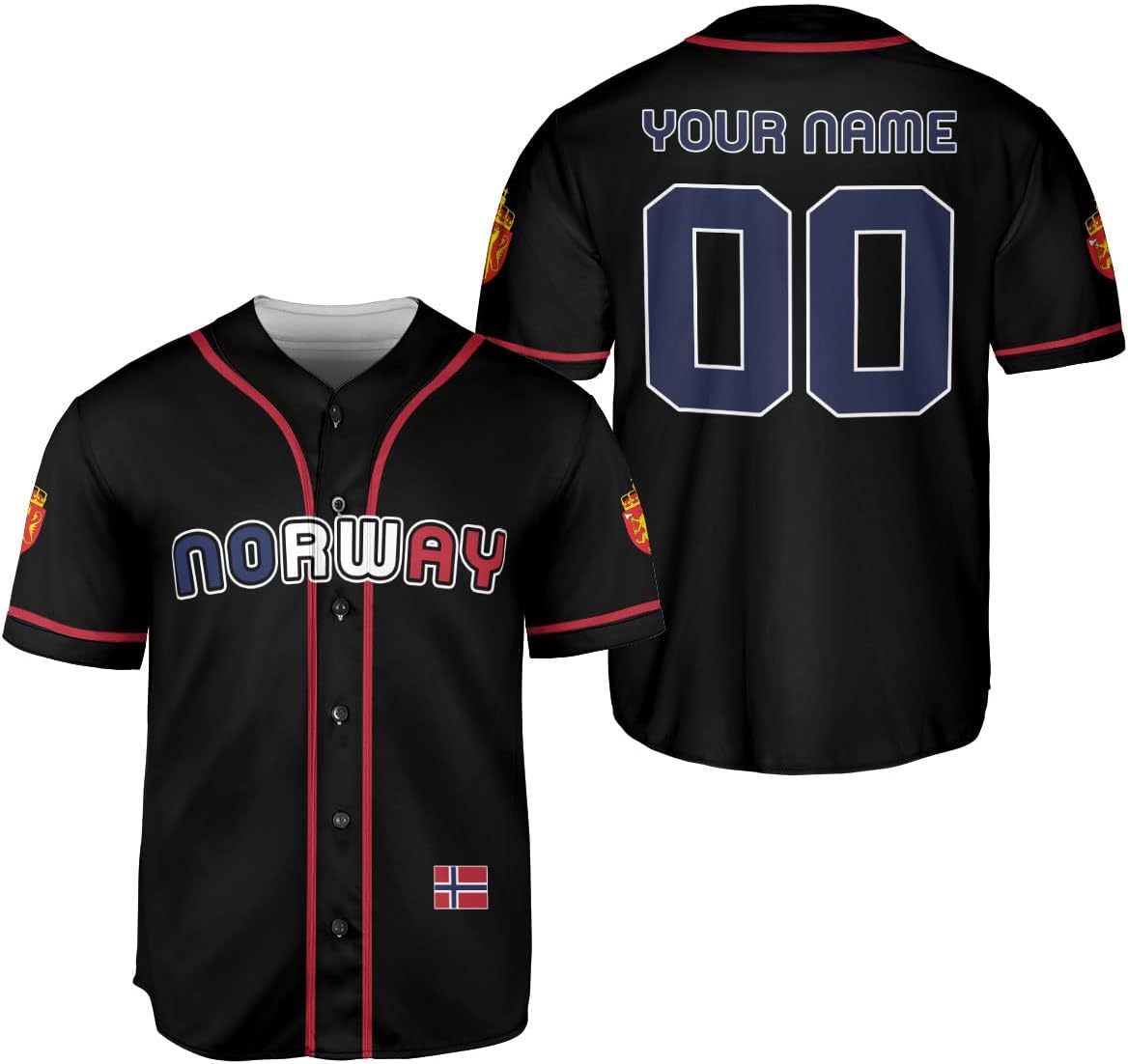 Podagree Personalized Norway Baseball Jersey Shirt Norwegian Pride Flag Roots Norwegian Jersey Soccer for Men and Women