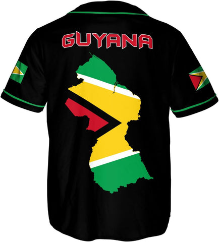Leeprints Personalized Guyana Baseball Jersey Shirt, GuyaneseFlag Jersey, Guyana Guyanese Pride Jersey for Men and Women