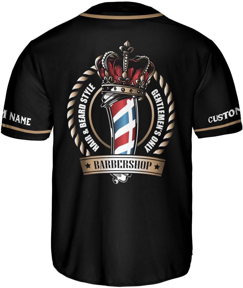 Personalized Barber Baseball Jersey 3D Scissors Pole Shirt for Unisex Hairdresser Gift Outfit Hairdresser Razors Gift