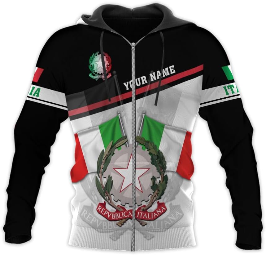 Ligthuy Personalized Name Italy Shirt 3D, Custom Italian Shirt Flag for Men and Women, Italia Shirt Soccer Unisex Size