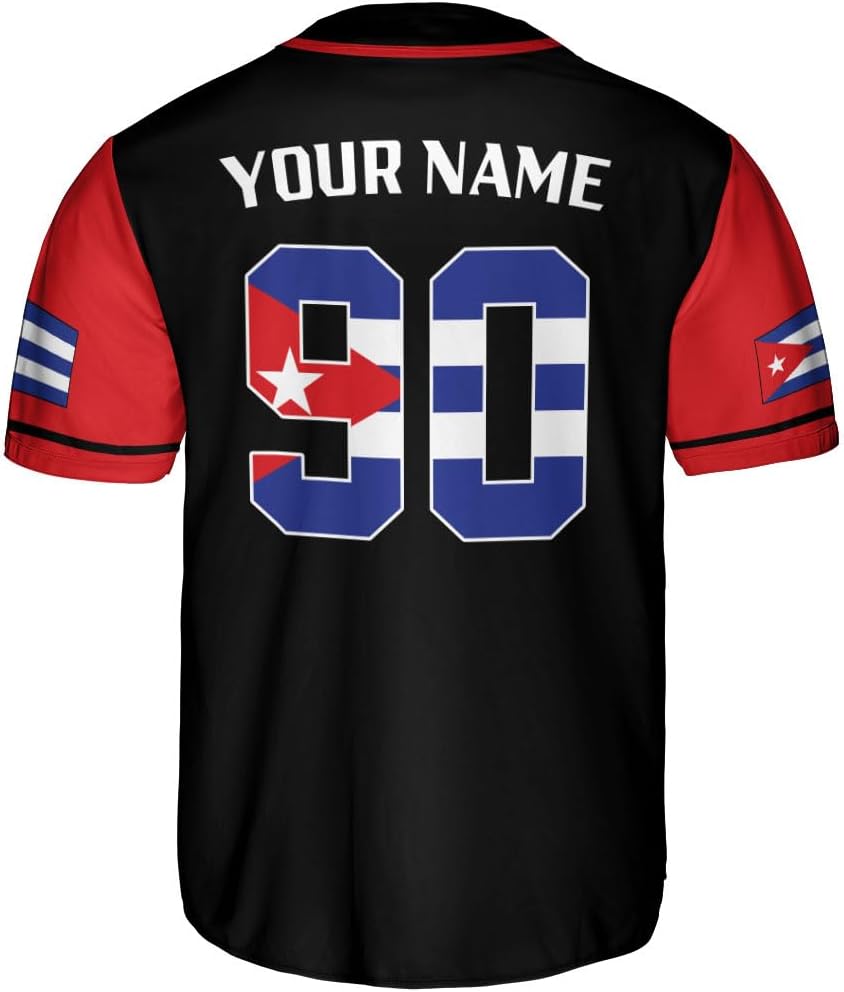 Podagree Personalized Cuba Baseball Shirt, Cuban Flag Jersey for Men and Women
