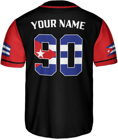 Podagree Personalized Cuba Baseball Shirt, Cuban Flag Jersey for Men and Women