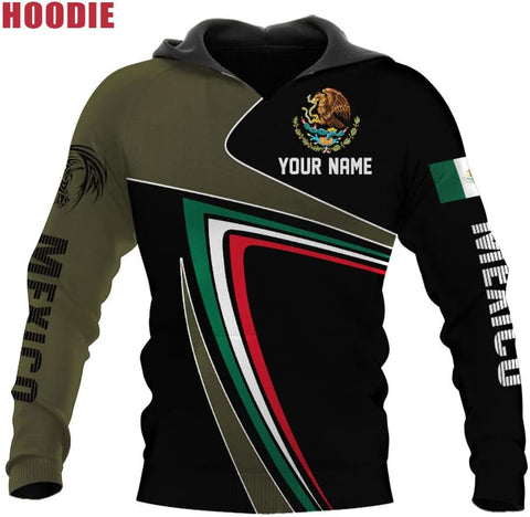 Personalized Name Mexican Hoodie 3D, Customized Mexican Hoodies for Men, Unisex Mexico Hoodie 3D, Mexico Hoodies for Men, Mexico Flag Gift for Women, T Shirt, Zip Up Hoodie, Sweatshirt HD03