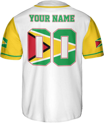 Leeprints Personalized Guyana Baseball Jersey Shirt, GuyaneseFlag Jersey, Guyana Guyanese Pride Jersey for Men and Women