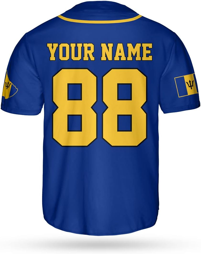 Podagree Personalized Barbados Baseball Jersey Shirt, Bajan Flag Jersey, Barbados Jersey for Men and Women Jersey Bajan