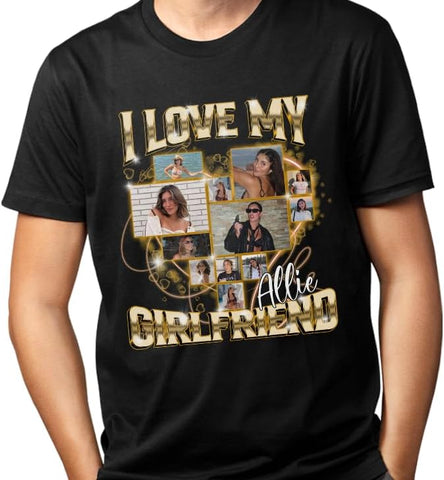 mostprints Personalized I Love My Girlfriend Boyfriend Shirt, I Love My Girlfriend Tee with Custom Photo, Couples Shirts