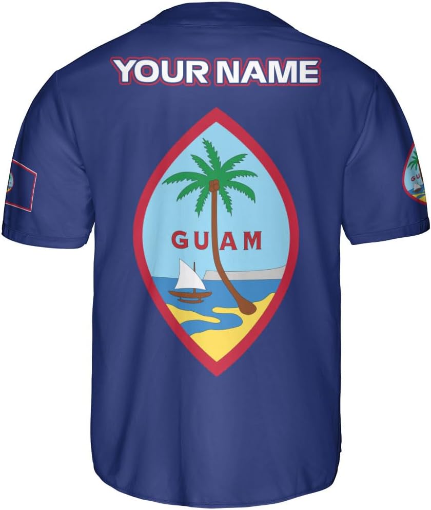 Leprints Personalized Guam Baseball Jersey Shirt, Guahan Flag Jersey, Guam Islander Pride Jersey for Men and Women
