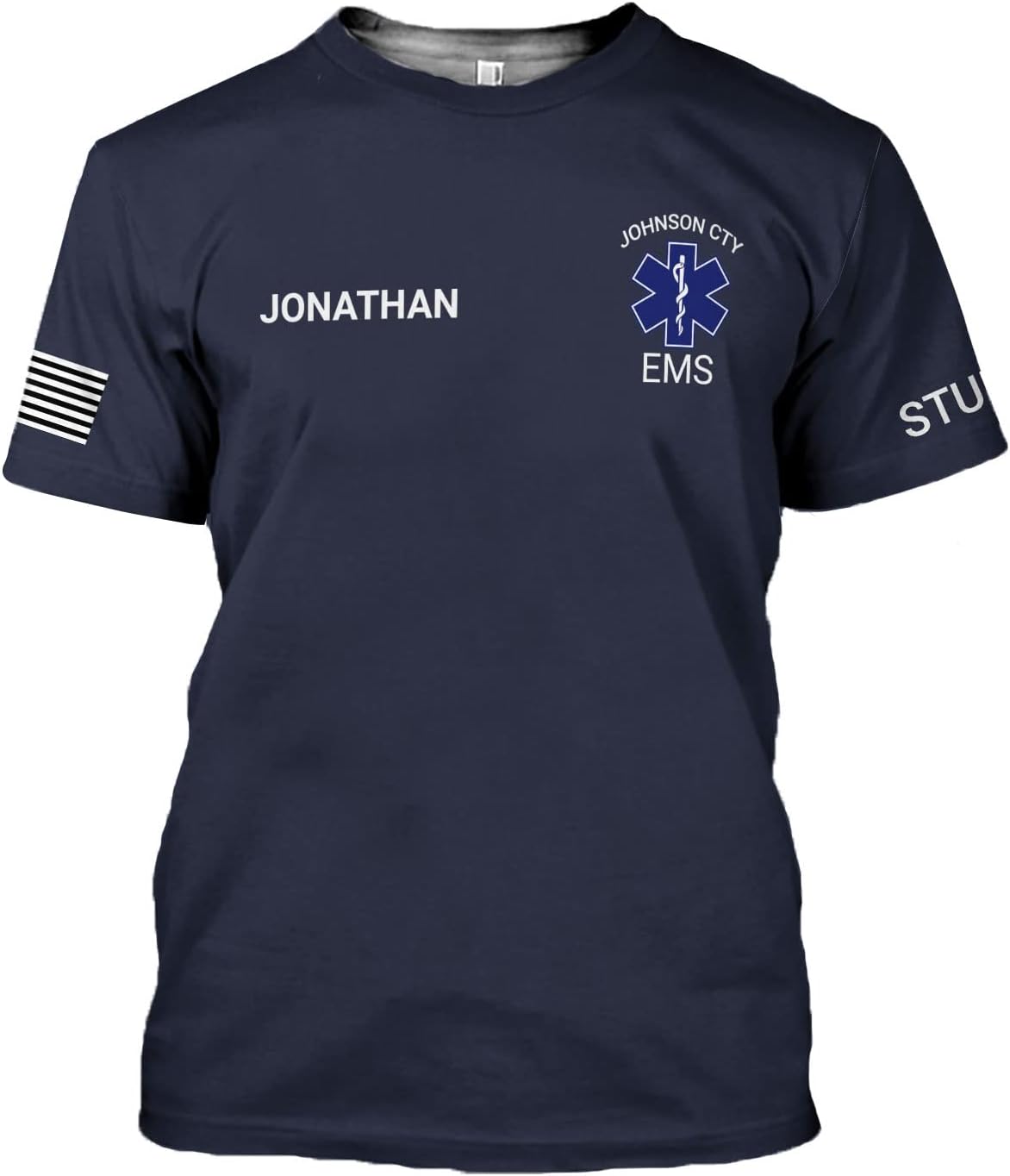 Vybonz Personalized EMS EMT Student Paramedic T-Shirt 3D Emergency Medical Technician Shirt, Custom Name Dept Tshirt Gift