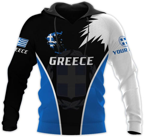 Suseaz Personalized Greece Hoodie Greek Coat of Arms Flag Grecian 3D Sweatshirt Greece Zip Hoodie Grecian Pride Gift Shirt