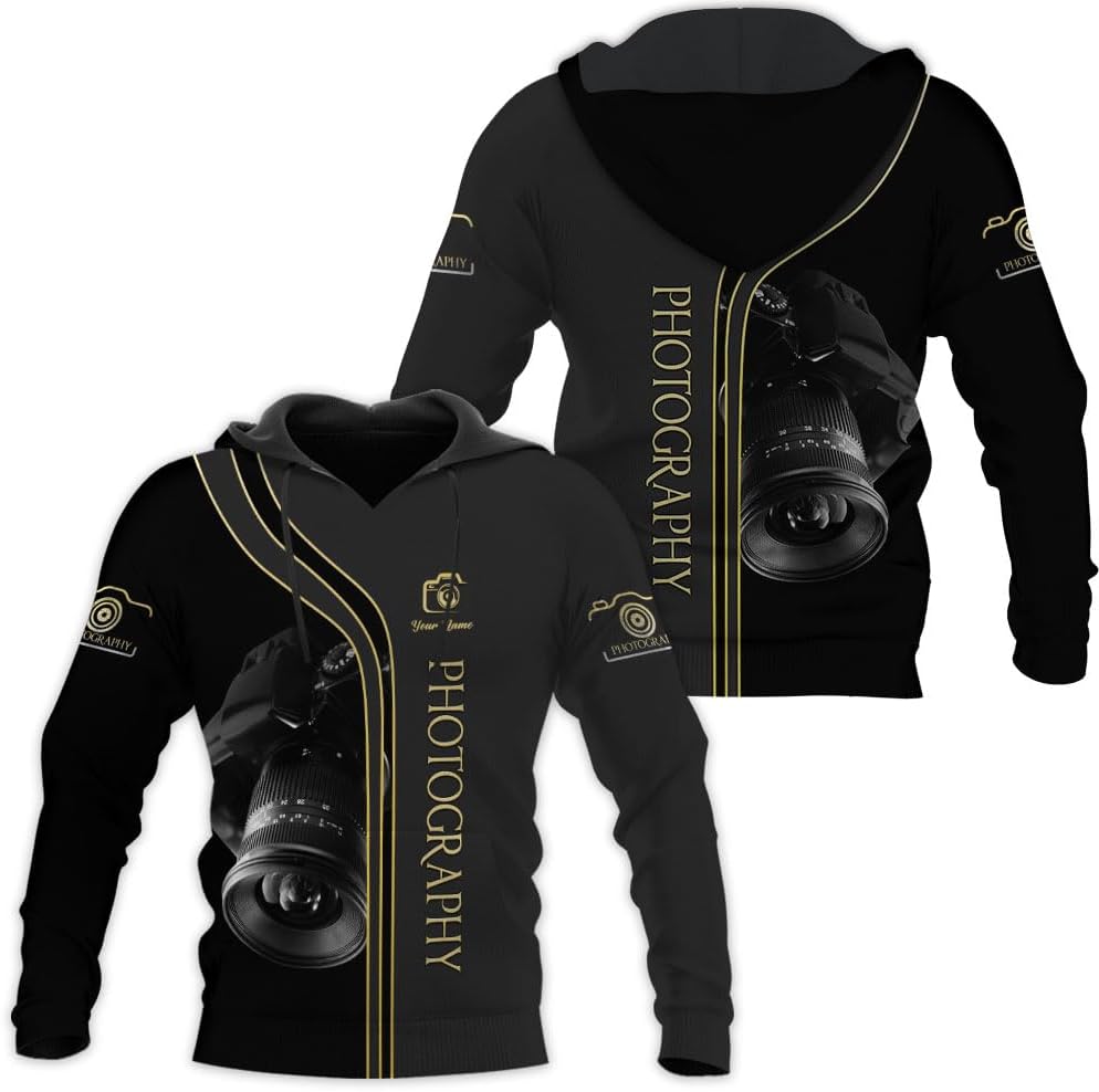 Lighthuy Personalized Name Photography Shirt 3D, Custom Photographer Shirts, Camera Tshirt Men & Women Photographer Gifts