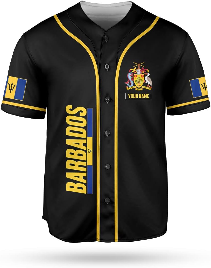 Podagree Personalized Barbados Baseball Jersey Shirt, Bajan Flag Jersey, Barbados Jersey for Men and Women Jersey Bajan
