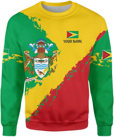Leprints Personalized Guyana Hoodie 3D Guyanese Coat of Arms Flag Guyana 3D Sweatshirt Guyana Guyanese Pride Gift Zip Hoodie