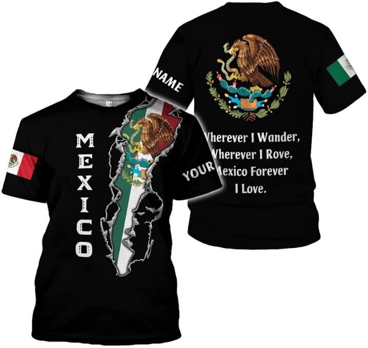 Personalized Eagle Mexico Tshirt, Shirt De Mexico Flag, Gifts for Men Mexico, Mexican T-Shirts for Men Women S_5XL