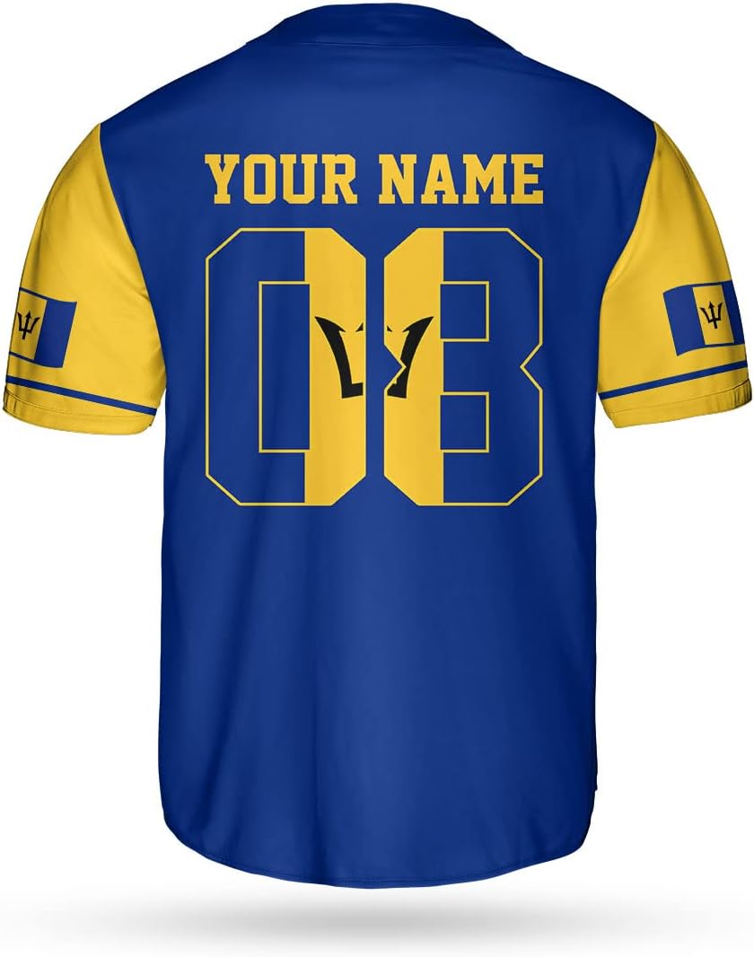 Podagree Personalized Barbados Baseball Jersey Shirt, Bajan Flag Jersey, Barbados Jersey for Men and Women Jersey Bajan