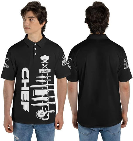 Personalized Chef 3D Polo Shirt, Custom Chef 3D All Over Print for Men Women, Gifts for Chef, Chef Uniform, Chef Shirt