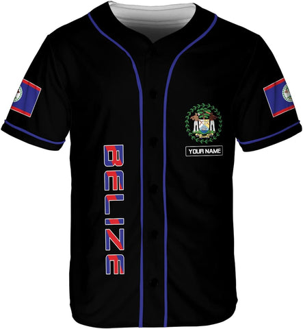 Podagree Personalized Belize Baseball Jersey Camisa Shirt, Belizean Flag Jersey, Belizean Pride Jersey for Men and Women