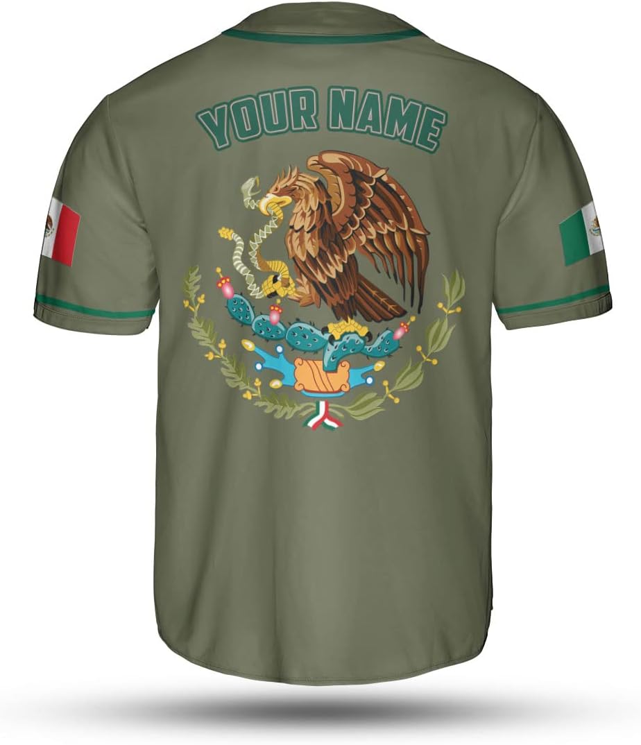 Mostefy Custom Mexico Baseball Jerseys Mexican Eagle & Flag Shirt for Teams, Mexico Shirts for Men & Women Size S-5XL