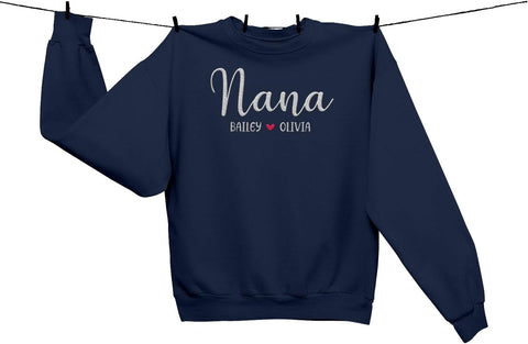 Riveprints Personalized Nana Sweatshirt for Women, Custom Nana with Grandkids Names Gifts Christmas, Valentine, Mothers Day