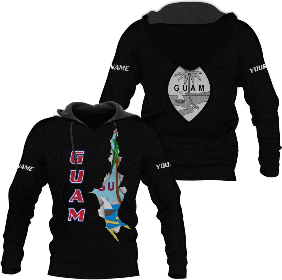 Vybonz Personalized Guam 3D Hoodie Guam Sweatshirt Guahan Zip Hoodie for Men Women Guahan Pride Shirt Guahan Guam Gifts Tee