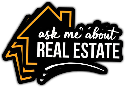 3PCS Ask Me About Real Estate 3" Sticker, Realtor Sticker, Real Estate Agent Stickers for Waterproof Laptop Water Bottle Phone Car Window Helmet 3 Inches Gifts for Realtors and Brokers