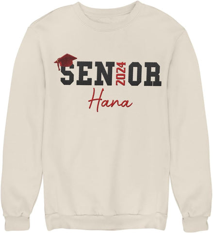 Intenprints Personalized Senior 2024 Sweatshirt Class of 2024 Senior 2024 Shirt Custom Embroidered Graduate Shirt