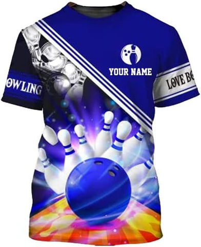 Personalized Bowling Shirt Custom Name Shirts Gift for Women & Men Womens Polo Team 3D Unisex Jersey Short Sleeve Funny