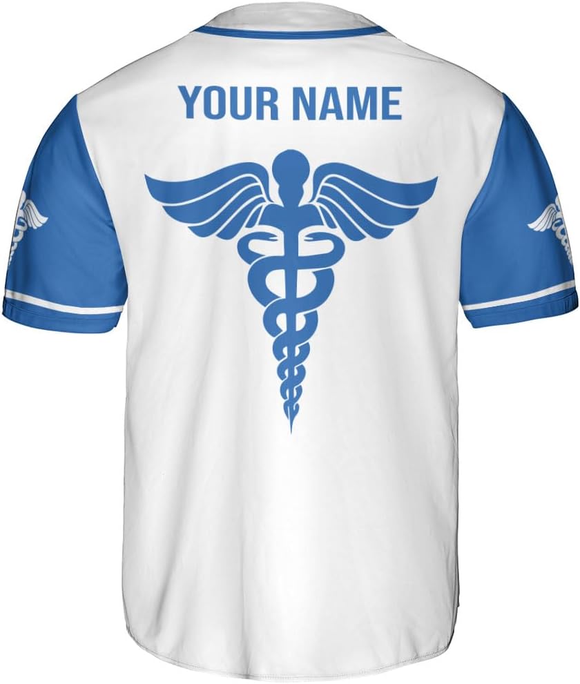 Woseprints Personalized Nurse Baseball Jersey Shirt, Nurse Graduation Gifts Funny Nurse T-Shirt Gift Nursing Emergency Shirts