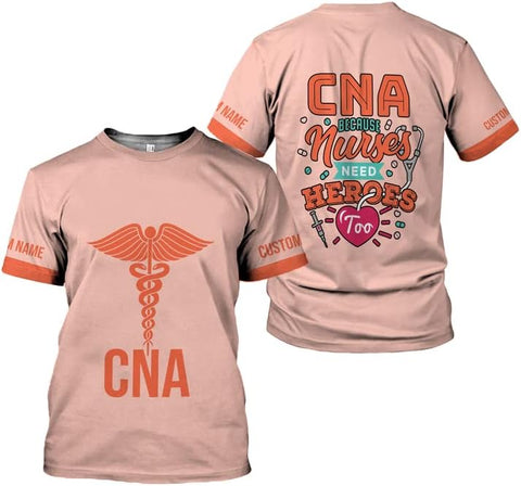 Generic Personalized Nurse Shirt, RN, CNA, Unisex-Adults, Short Sleeve, T-Shirt, 3D All-Over Print, Bl4, 5X-Large