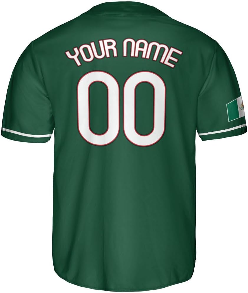 Mostefy Custom Mexico Baseball Jerseys Mexican Eagle & Flag Shirt for Teams, Mexico Shirts for Men & Women Size S-5XL